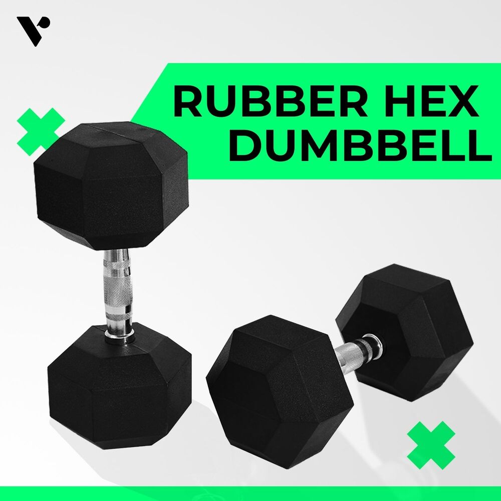 VERPEAK Rubber Hex Dumbbells 12.5kg