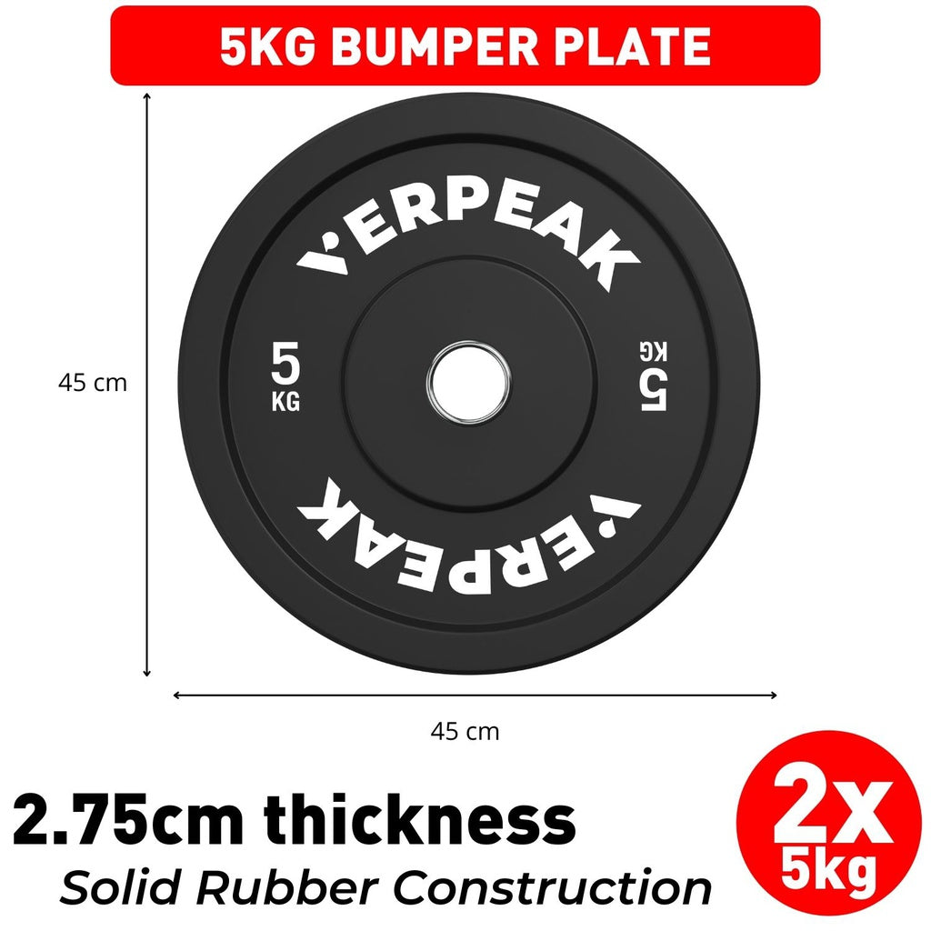 VERPEAK Black Olympic Bumper Weight Plates (5kgx2)