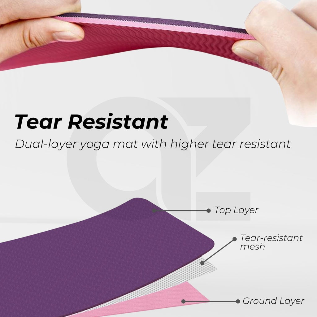 VERPEAK TPE Yoga Mat Dual Color (Lavender) with Yoga Bag and Strap