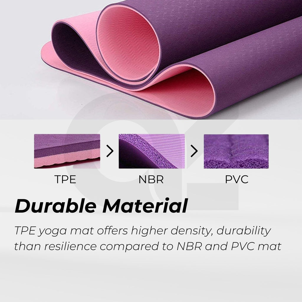 VERPEAK TPE Yoga Mat Dual Color (Lavender) with Yoga Bag and Strap