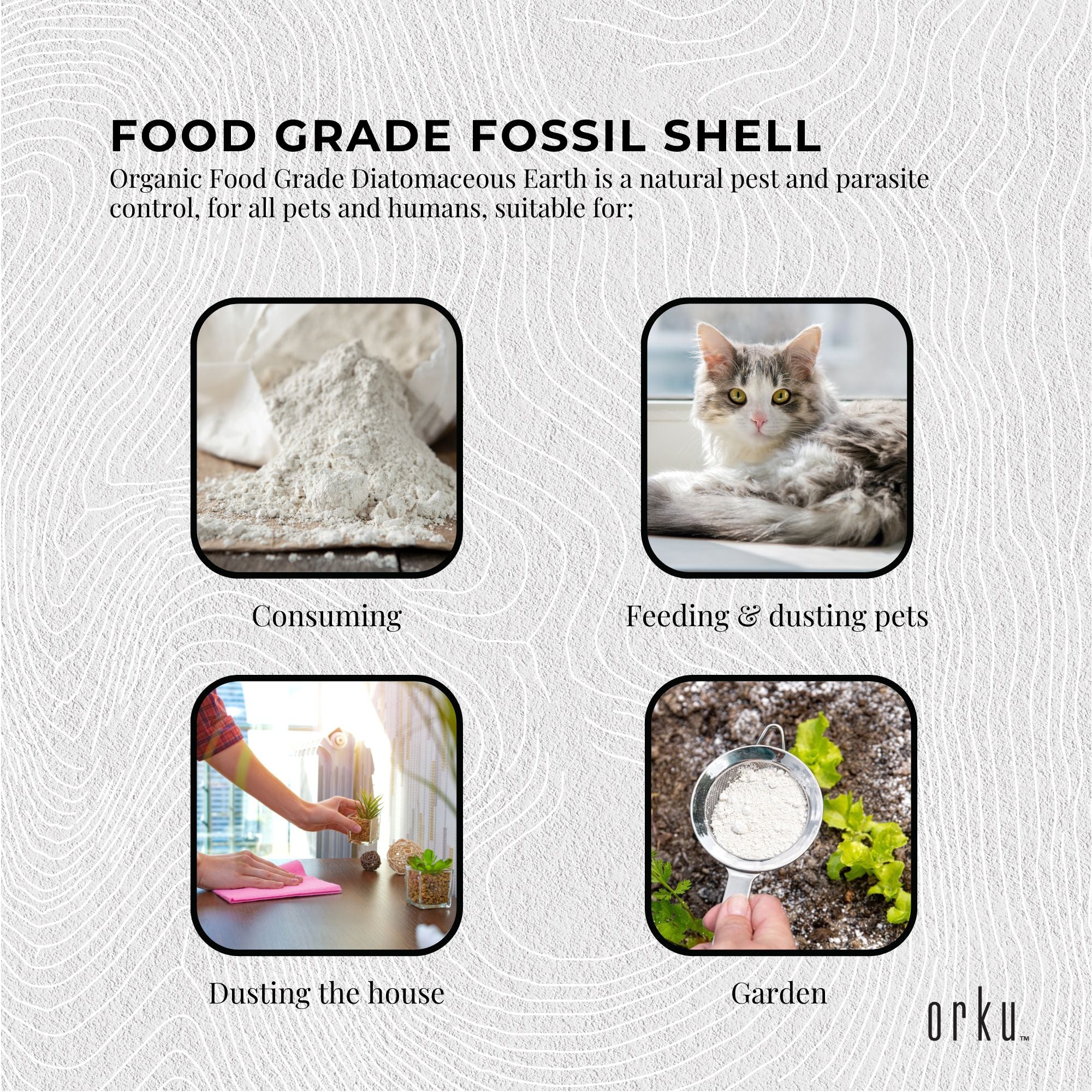 2Kg Organic Fine Diatomaceous Earth - Food Grade Fossil Shell Flour Powder